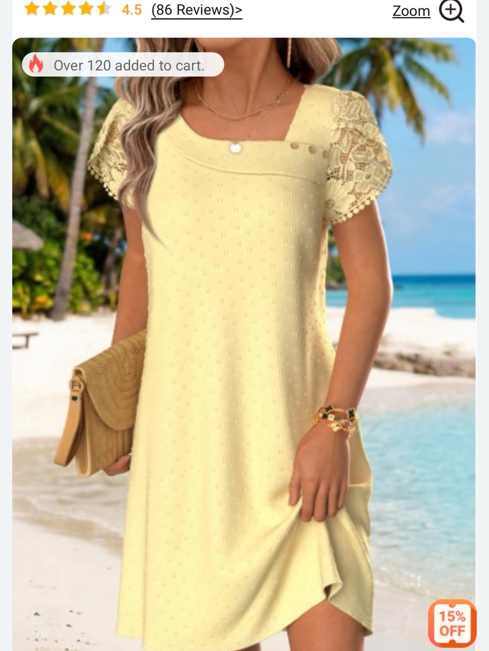 Women’s Asymmetrical Lace Sleeve Dress - Light Yellow